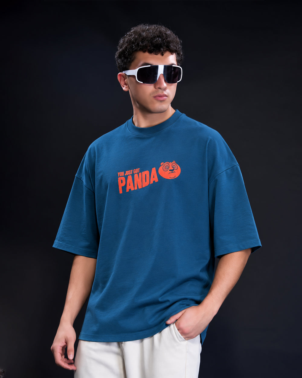 Men's "Panda'd!" Graphic Oversized T-Shirt – Ocean Blue